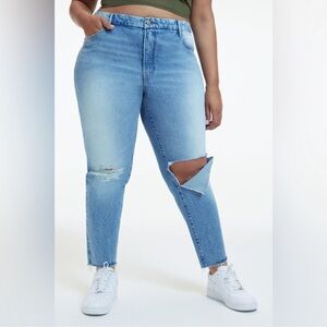 NWT Good American The Weekender Good Girlfriend Distressed Light Jeans Size 2 26